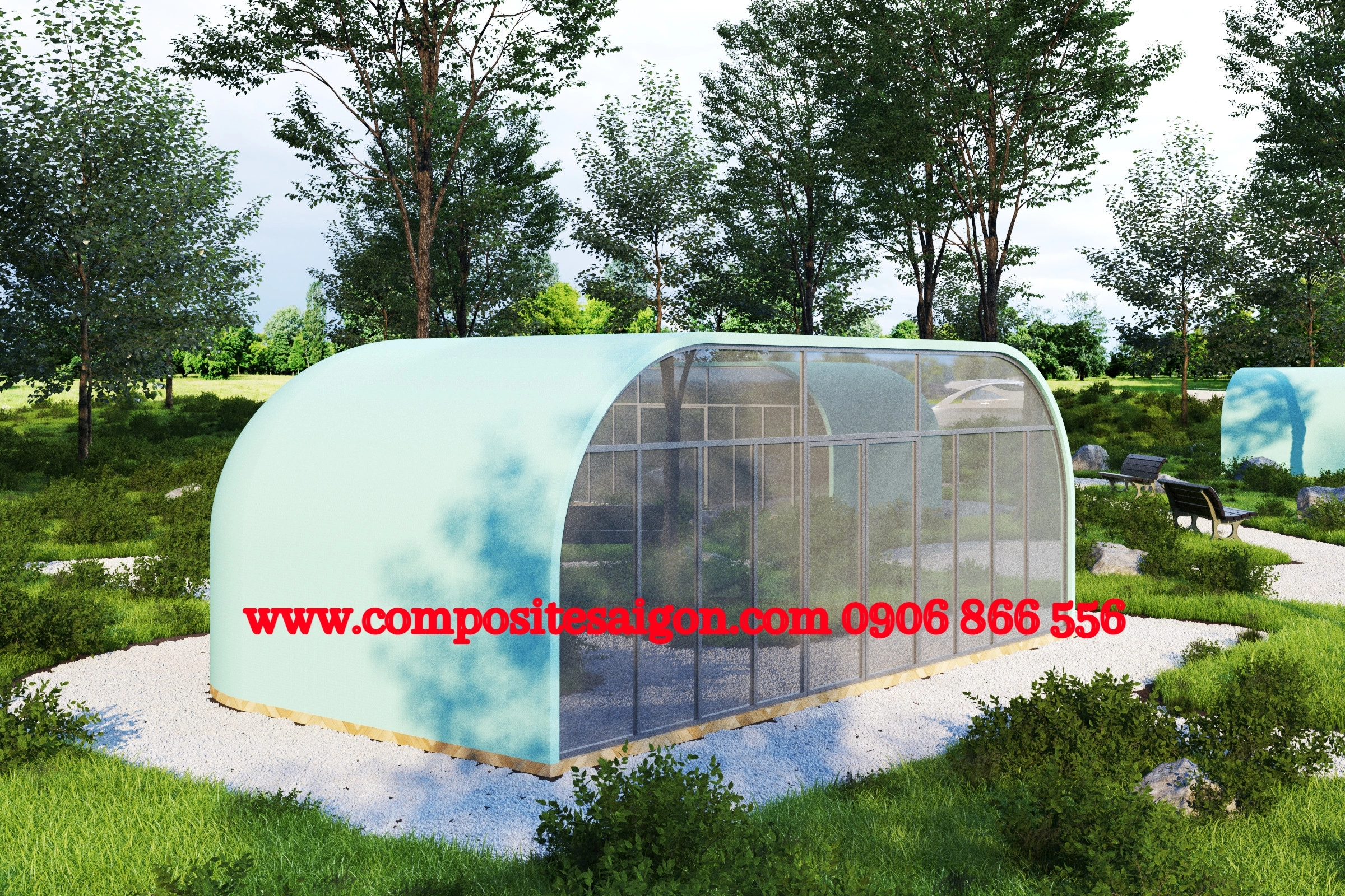 mo hinh nha lap ghep 1 3689 - Nhà lắp ghép long dome dài composite frp